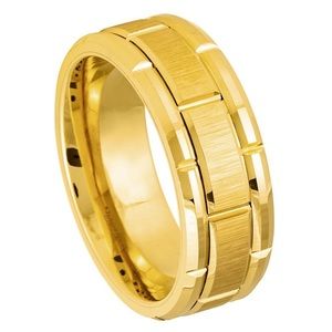 8mm Gold plated Brick pattern design Tungsten Wedding Band Ring all sizes